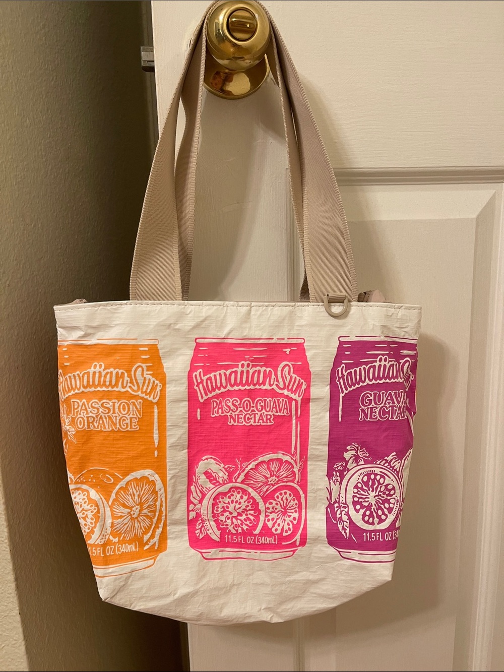ALOHA Collection Canvas Tote with Pink, Orange, Purple Beverage Print